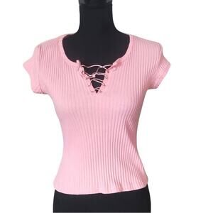 Y2K Zoey Beth Pink Cropped Shirt